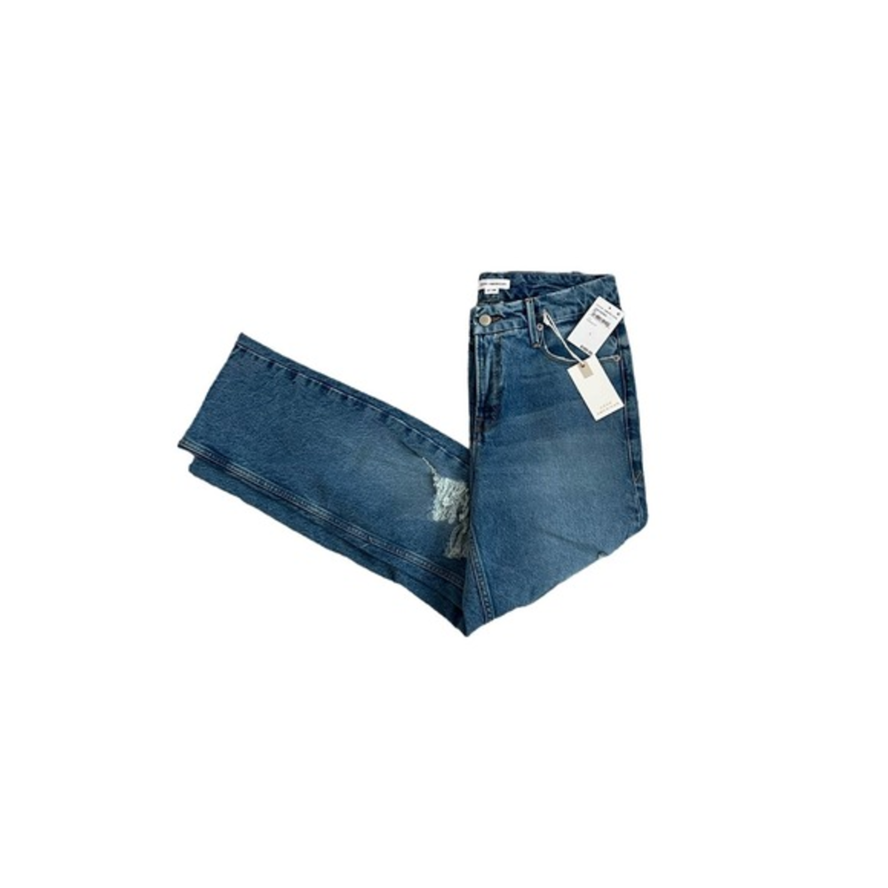 Good American Good Icon Crop With Festival Rips in‎ Indigo157 New